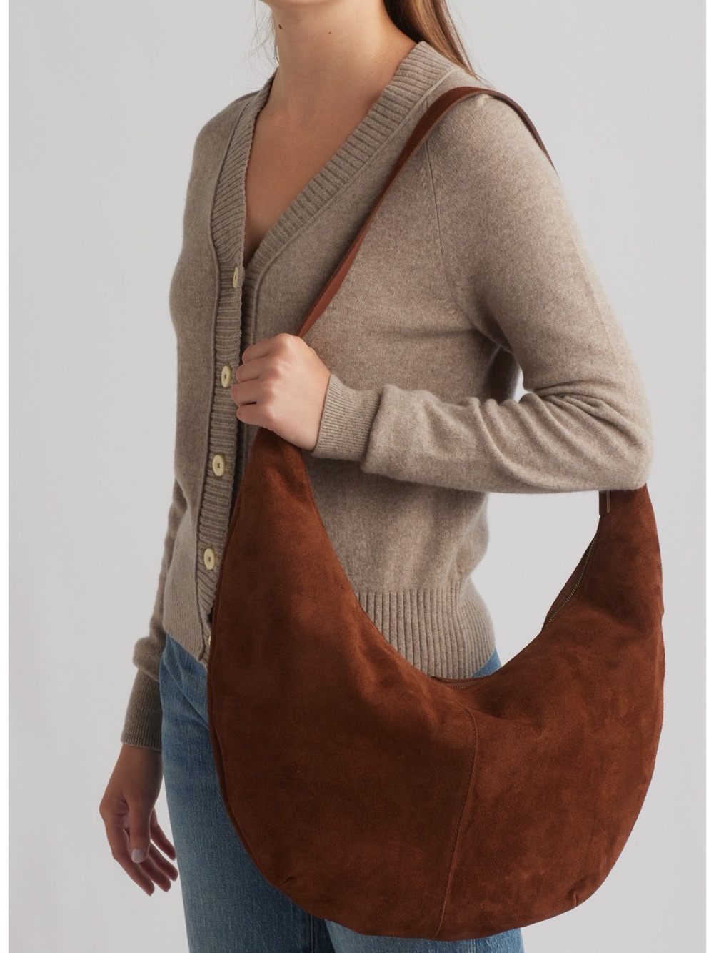 NWT- Madewell Chestnut Suede Crescent Crossbody